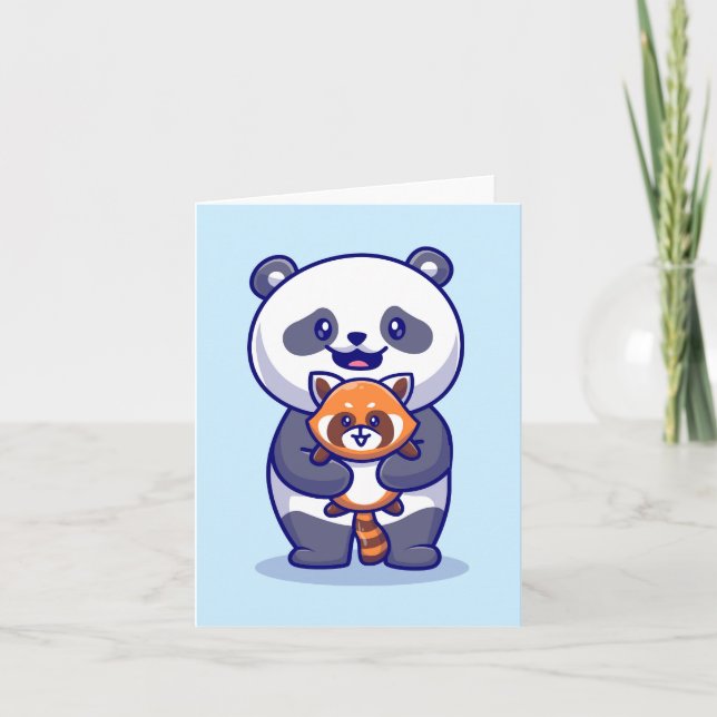 Panda and Fox Note Card (Front)