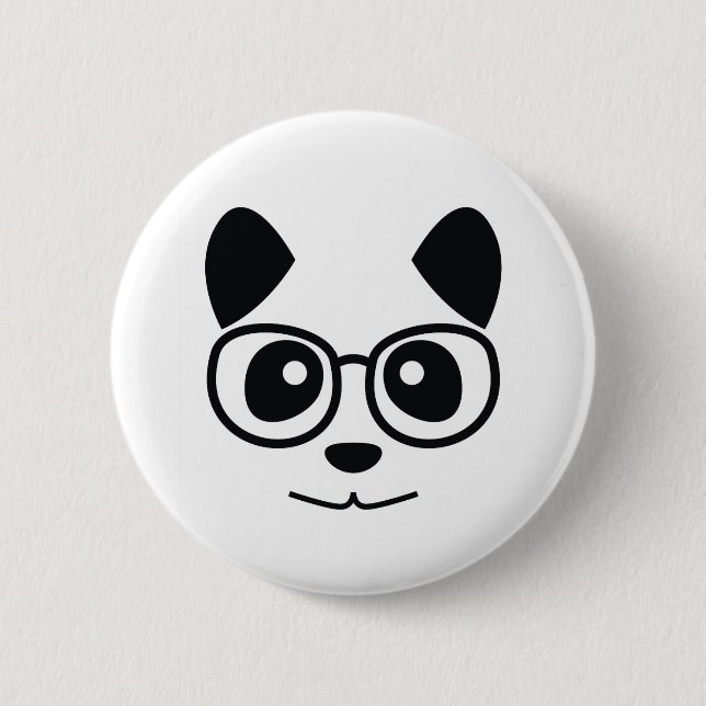 Panda And Glasses Pinback Button (Front)
