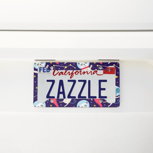 Panda And Mouse Astronaut Kids Pattern License Plate Frame (On Car)