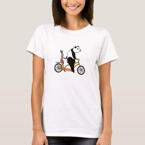 Panda and Rabbit Biking Tandem Bicycle Kids T_Shirt