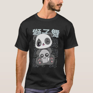 Panda And Skulls And Skeleton Bear Cub Japan Kanji T-Shirt