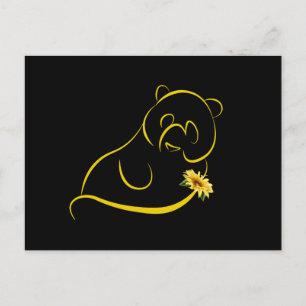 Panda And Sunflower Cute Graphic Panda Lovers Postcard
