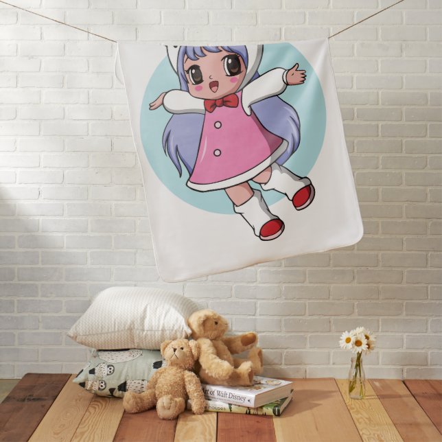 Panda Angel: Adorable Anime Girl Soaring High Baby Blanket (In Situ)