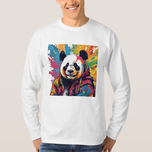 Panda Animal Lover Street Art Graffiti Style T_Shirt