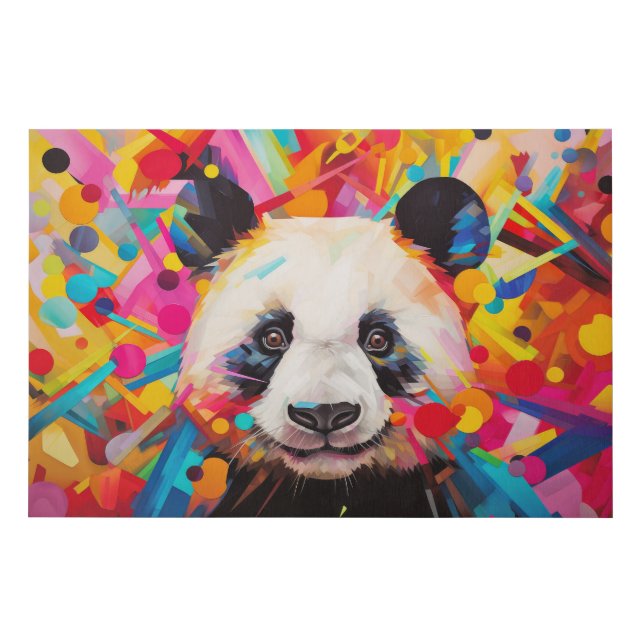 Panda Animal Portrait Colorful Painting Faux Canvas Print (Front)