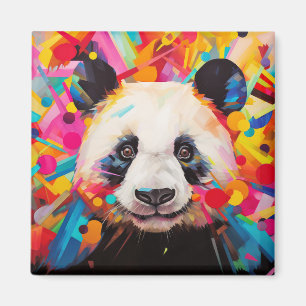 Panda Animal Portrait Colorful Painting Magnet