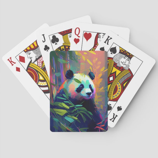 Panda Animal Portrait Painting Wildlife Outdoors  Poker Cards (Back)
