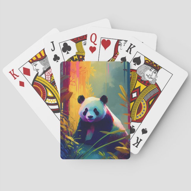 Panda Animal Portrait Painting Wildlife Outdoors  Poker Cards (Back)