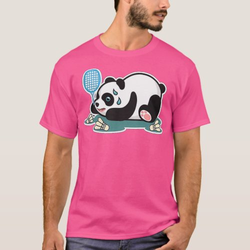 Panda Animals Badminton Shuttlecocks T_Shirt