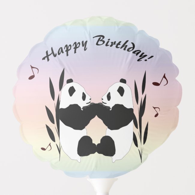 Panda Animals Love Rainbow Birthday Balloon