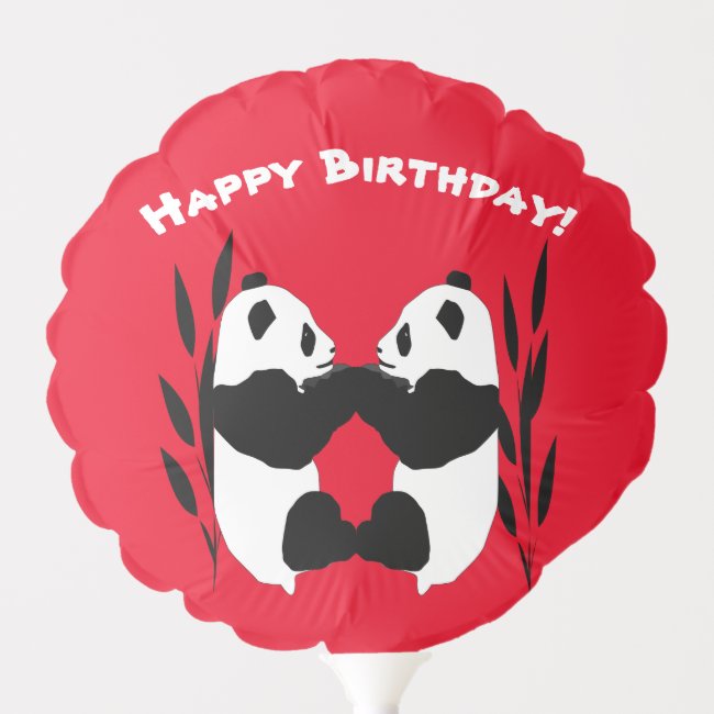 Panda Animals Love Red Birthday Balloon