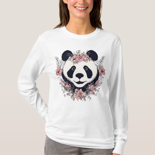 Panda Animals Sticker Cute Gift for Her T_Shirt