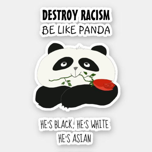 Panda Anti Racism Quote Sticker