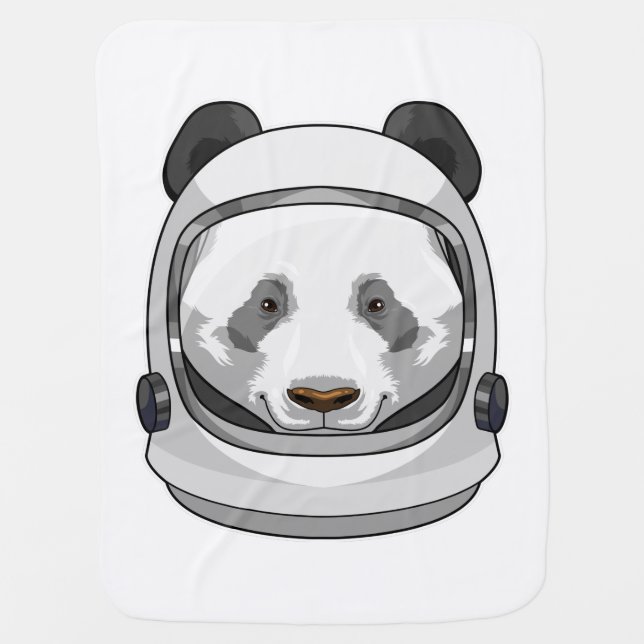 Panda as Astronaut with Helmet Baby Blanket (Front)
