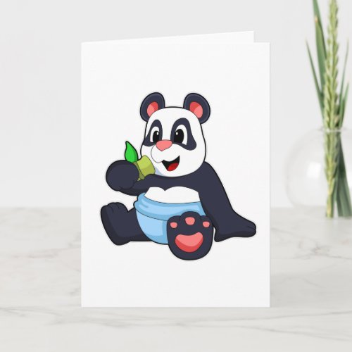 Panda as Baby with Bambus Card