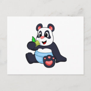 Panda as Baby with Bambus Postcard