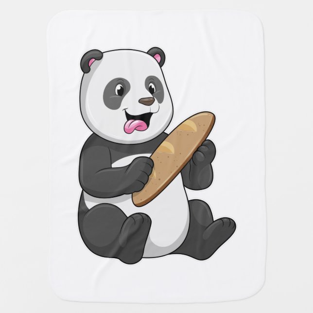 Panda as Baker with Bread Baby Blanket (Front)