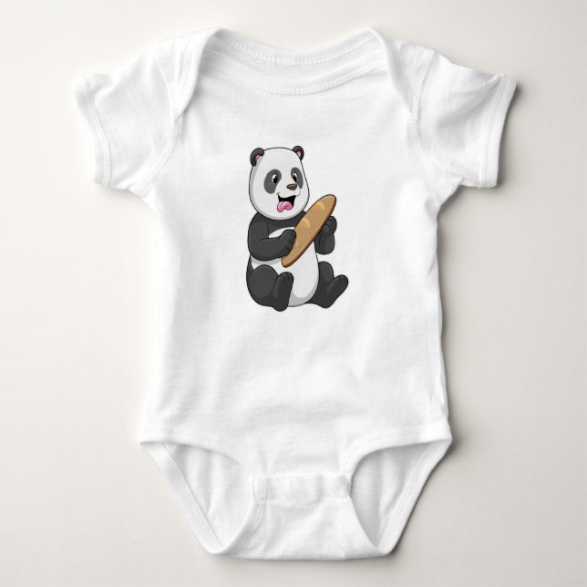 Panda as Baker with Bread Baby Bodysuit (Front)