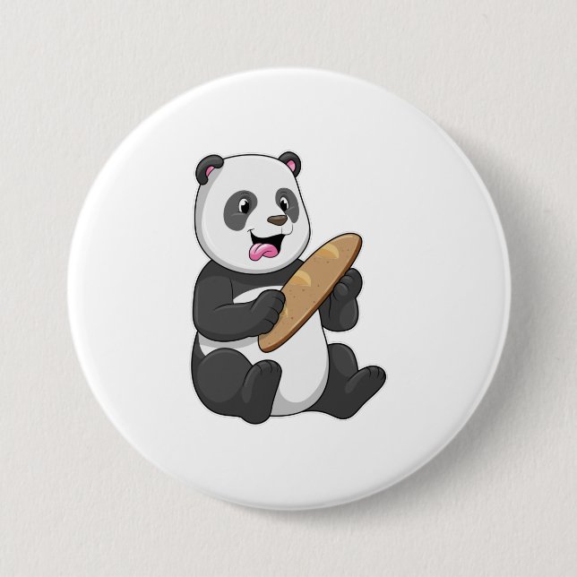 Panda as Baker with Bread Button (Front)