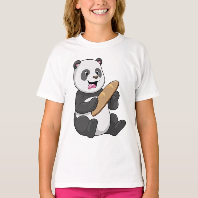 Panda as Baker with Bread T-Shirt (Front)
