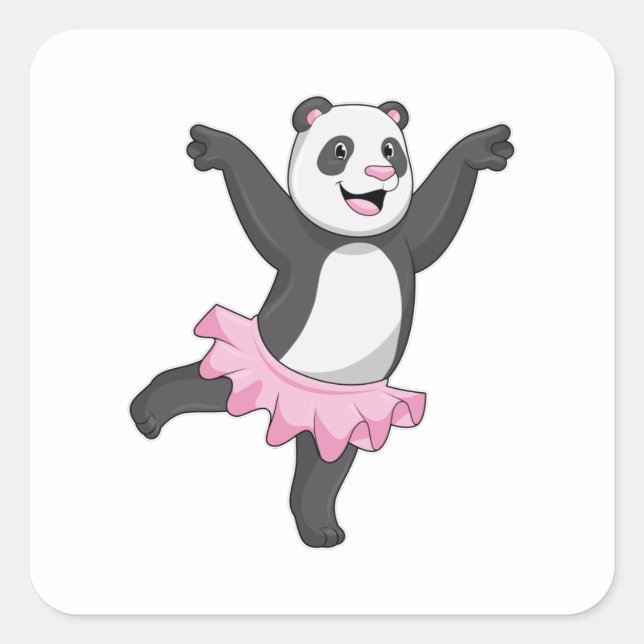 Panda as Ballerina at Ballet Square Sticker (Front)