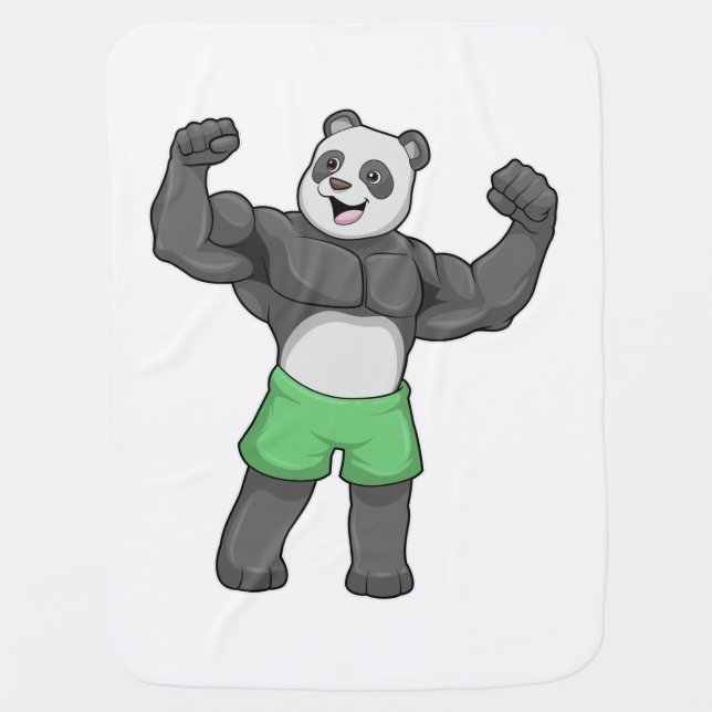 Panda as Bodybuilder at Bodybuilding Baby Blanket (Front)