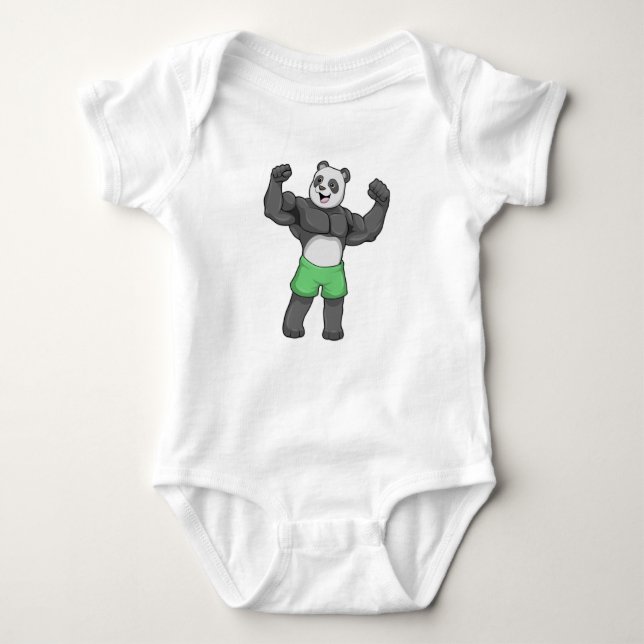 Panda as Bodybuilder at Bodybuilding Baby Bodysuit (Front)