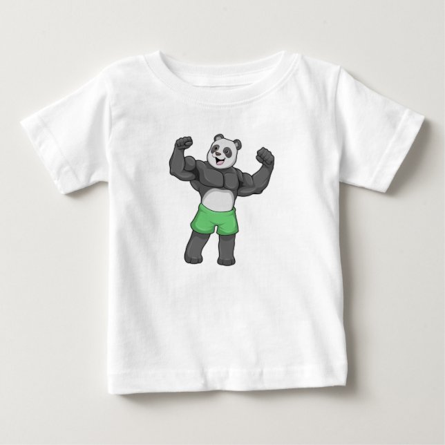 Panda as Bodybuilder at Bodybuilding Baby T-Shirt (Front)