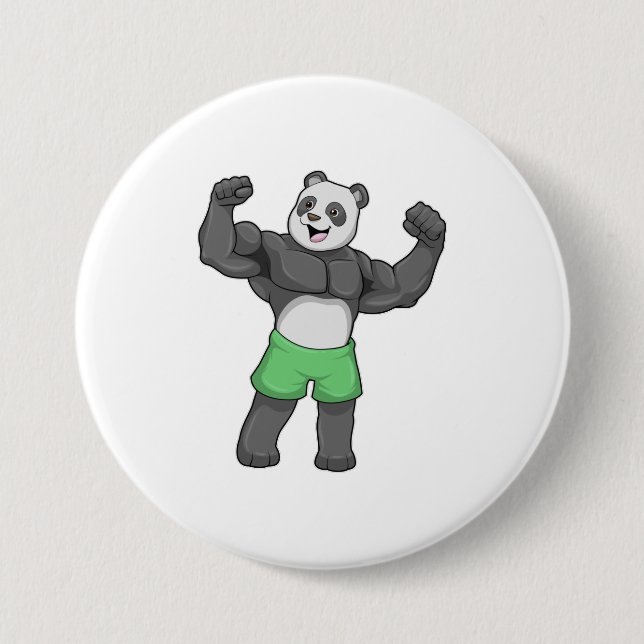 Panda as Bodybuilder at Bodybuilding Button (Front)