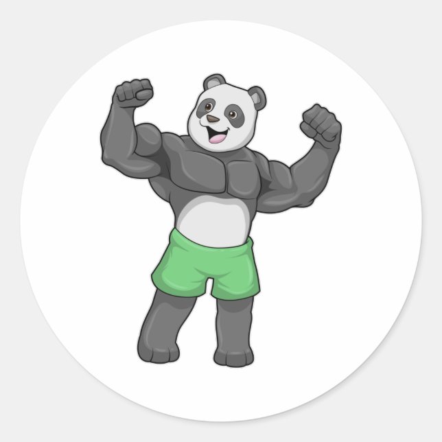 Panda as Bodybuilder at Bodybuilding Classic Round Sticker (Front)