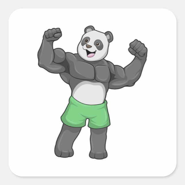 Panda as Bodybuilder at Bodybuilding Square Sticker (Front)