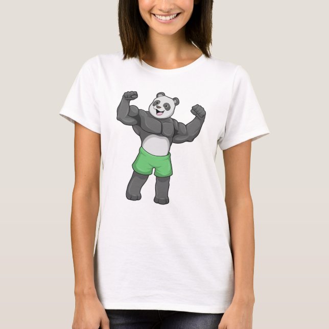 Panda as Bodybuilder at Bodybuilding T-Shirt (Front)