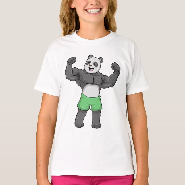 Panda as Bodybuilder at Bodybuilding T-Shirt (Front)