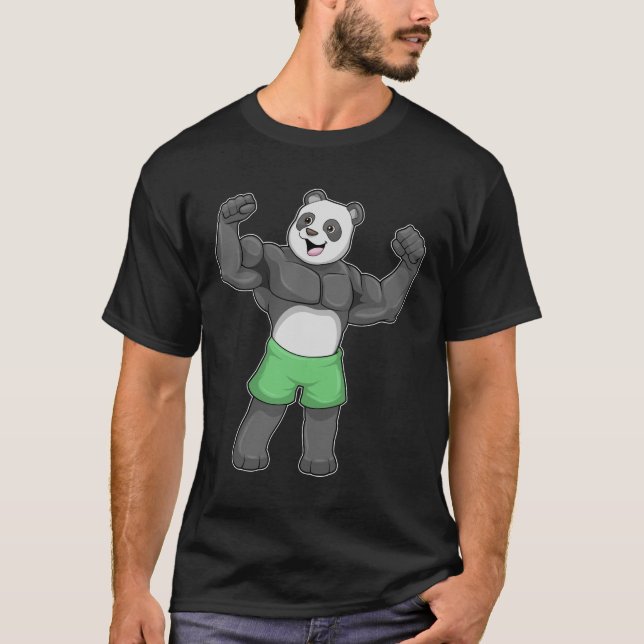 Panda as Bodybuilder at Bodybuilding T-Shirt (Front)