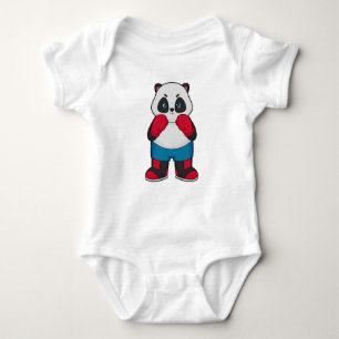 Panda as Boxer with Boxing gloves Baby Bodysuit