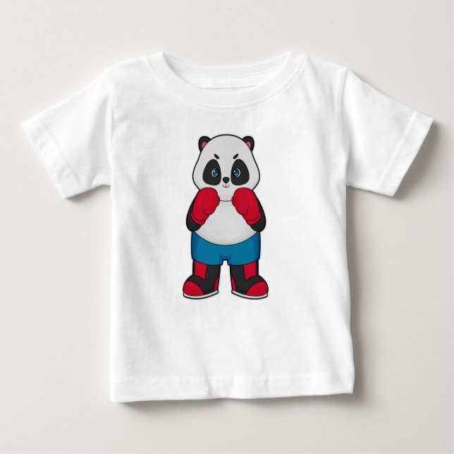 Panda as Boxer with Boxing gloves Baby T-Shirt (Front)