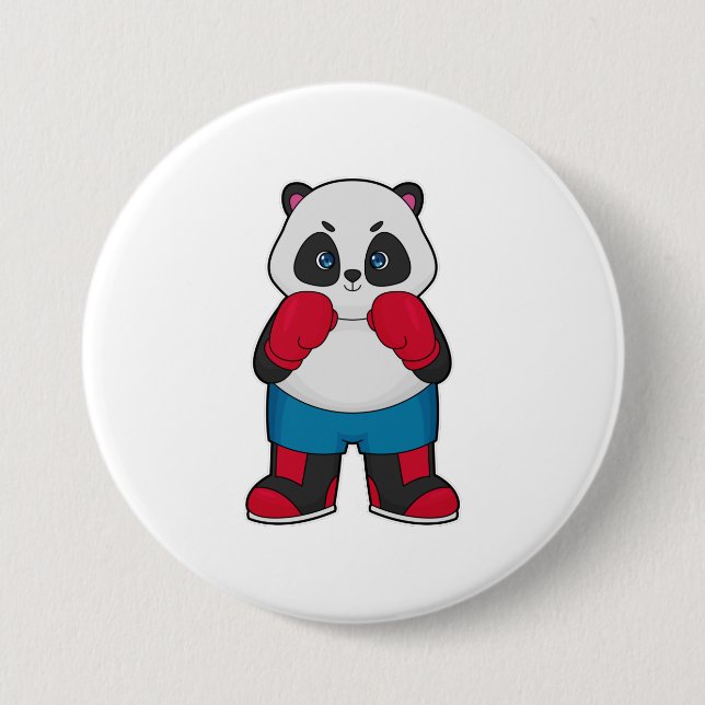 Panda as Boxer with Boxing gloves Button (Front)