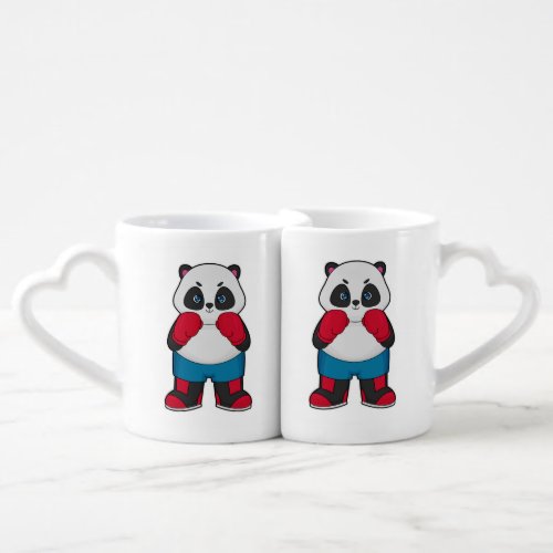 Panda as Boxer with Boxing gloves Coffee Mug Set