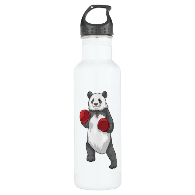 Panda as Boxer with Boxing gloves Stainless Steel Water Bottle (Front)