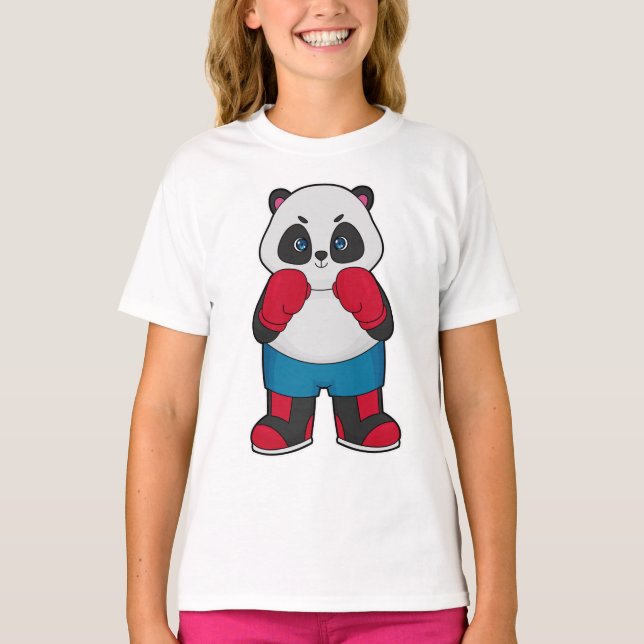 Panda as Boxer with Boxing gloves T-Shirt (Front)