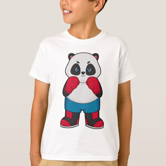 Panda as Boxer with Boxing gloves T-Shirt (Front)