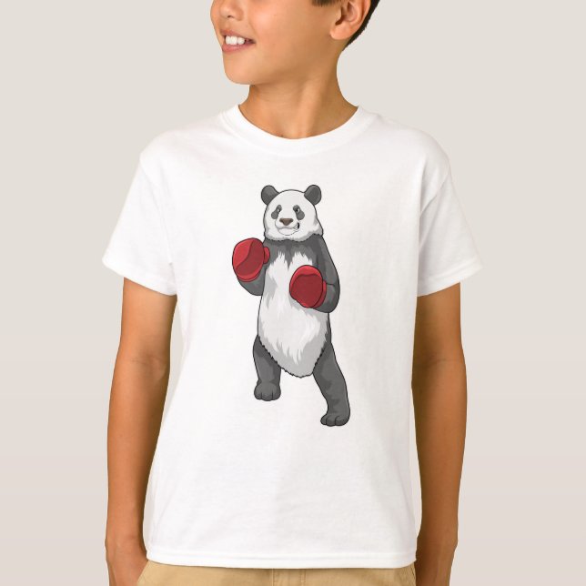 Panda as Boxer with Boxing gloves T-Shirt (Front)