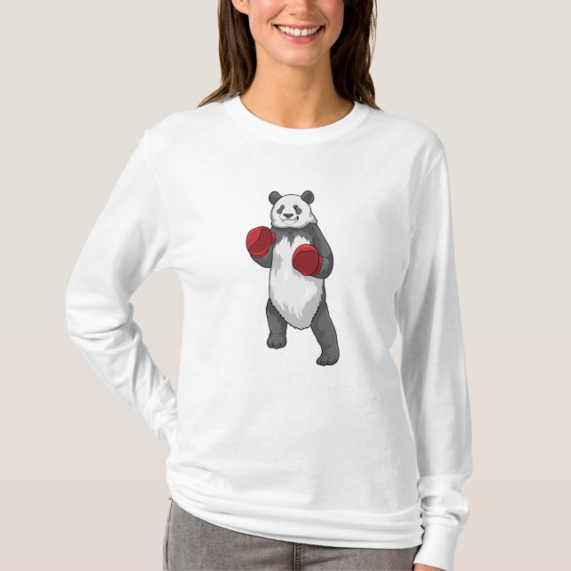 Panda as Boxer with Boxing gloves T-Shirt (Front)