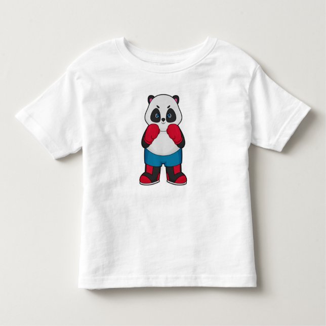 Panda as Boxer with Boxing gloves Toddler T-shirt (Front)
