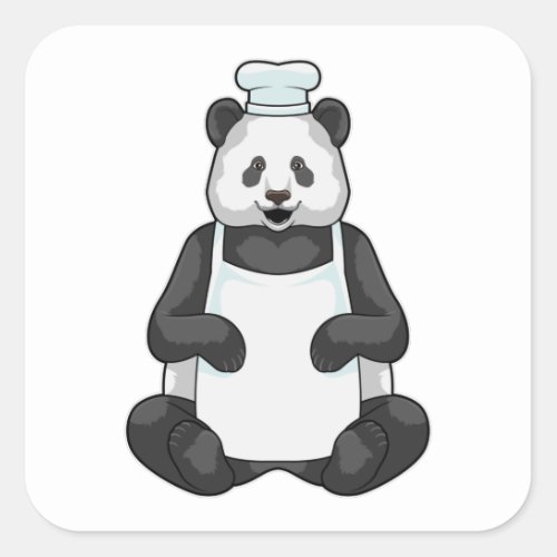 Panda as Chef with Cooking hat Square Sticker
