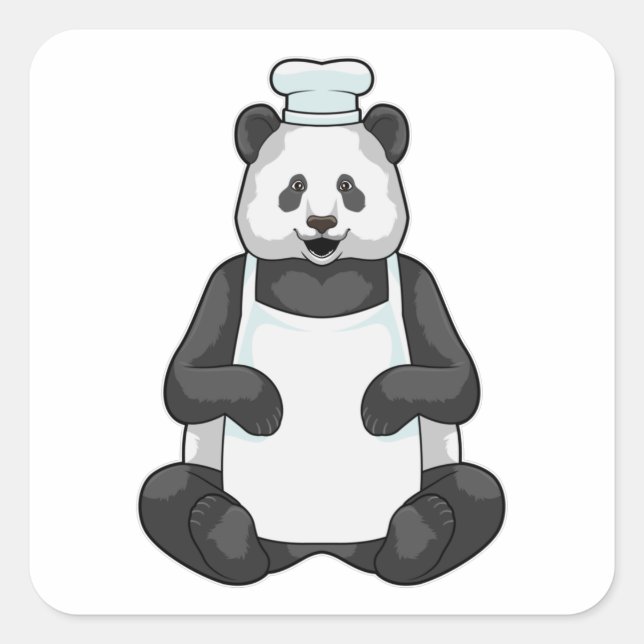 Panda as Chef with Cooking hat Square Sticker (Front)