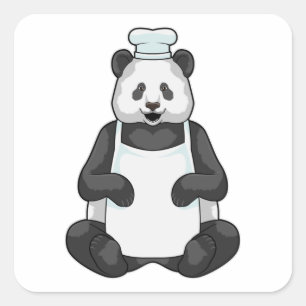 Panda as Chef with Cooking hat Square Sticker