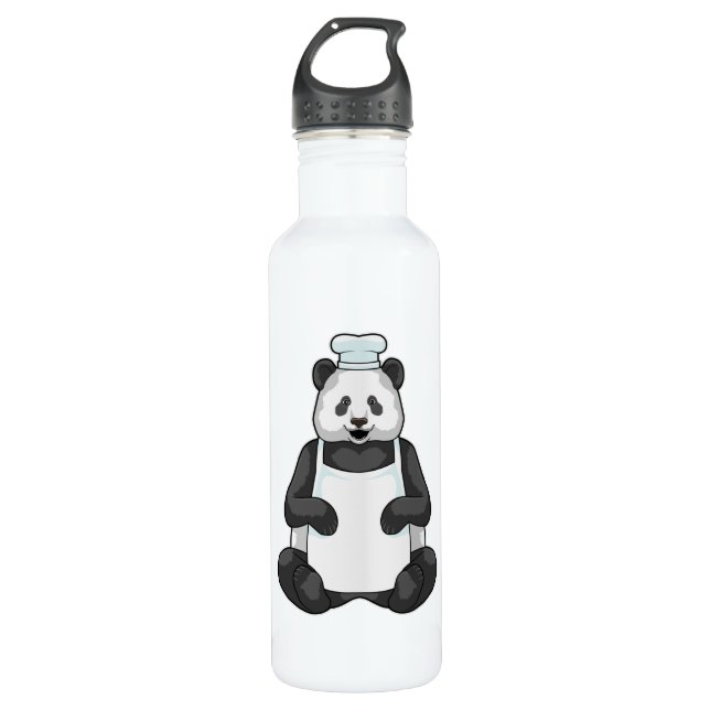 Panda as Chef with Cooking hat Stainless Steel Water Bottle (Front)