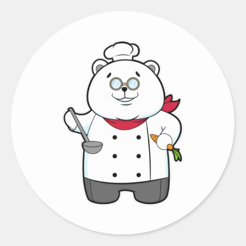 Panda as Cook with Soup ladle  Carrot Classic Round Sticker