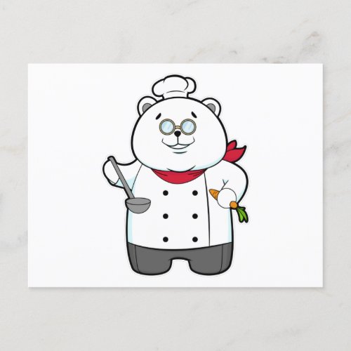 Panda as Cook with Soup ladle  Carrot Postcard